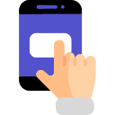 Icono de una mano utilizando un teléfono móvil para comparar profesionales y servicios en Kelimbo