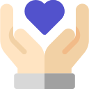 Icono de dos manos sosteniendo un corazón que representa los valores de confianza y calidad en los servicios profesionales de Kelimbo