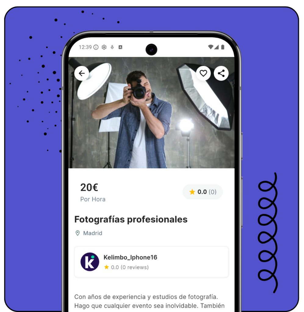 Pantalla app de ficha de un servicio concreto